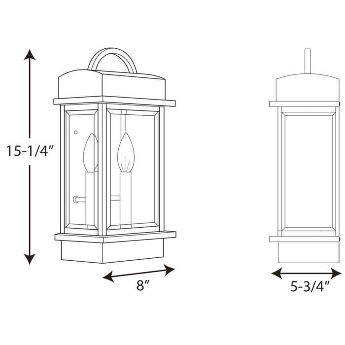 Progress Lighting P560002-031 Two Light Wall Lantern, Black