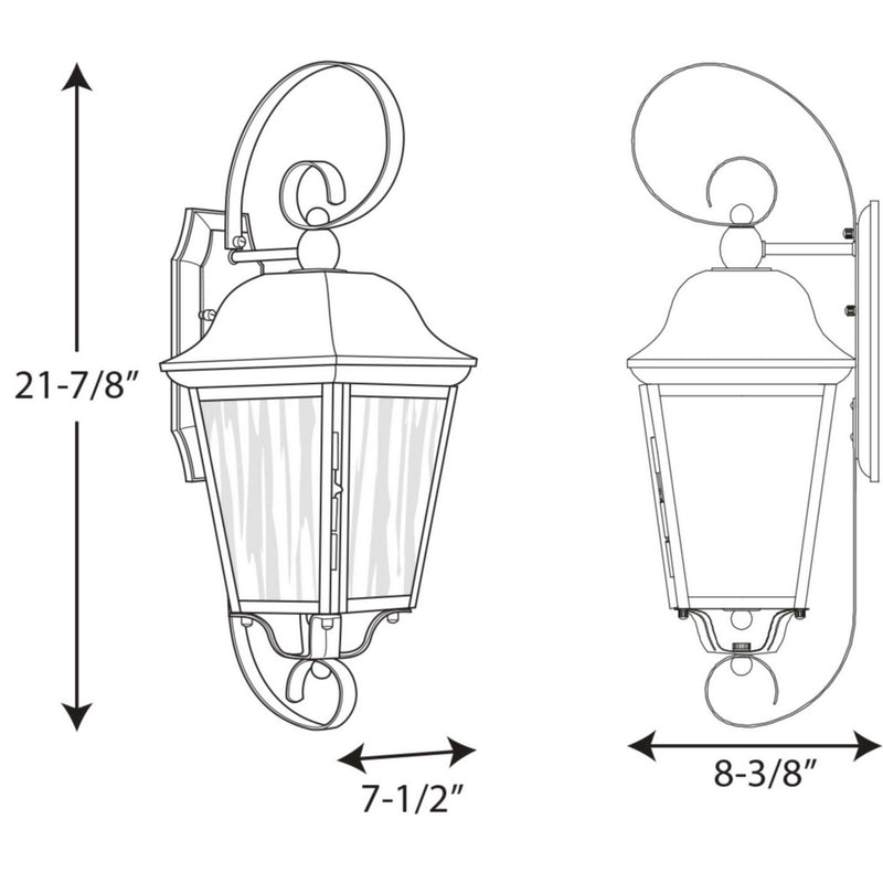 Progress Lighting P560011-031 Two Light Wall Lantern, Black