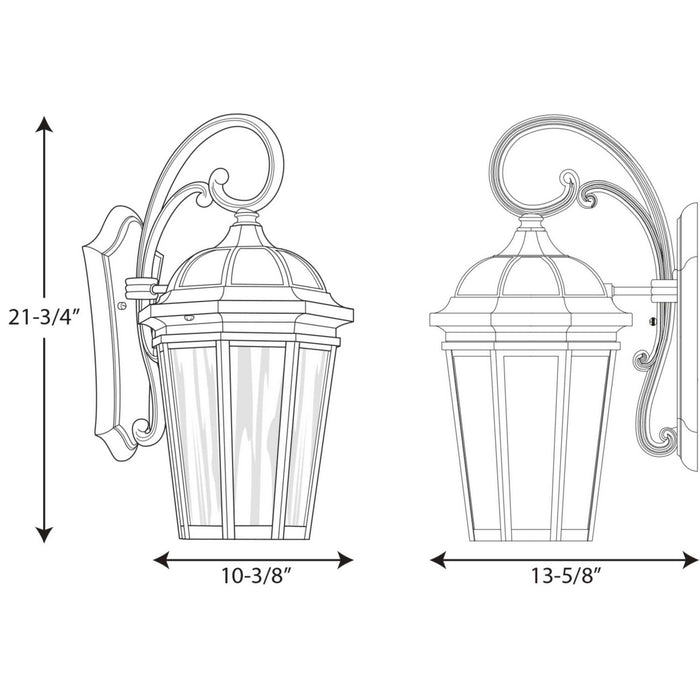 Progress Lighting P560016-031 Three Light Large Wall Lantern, Black