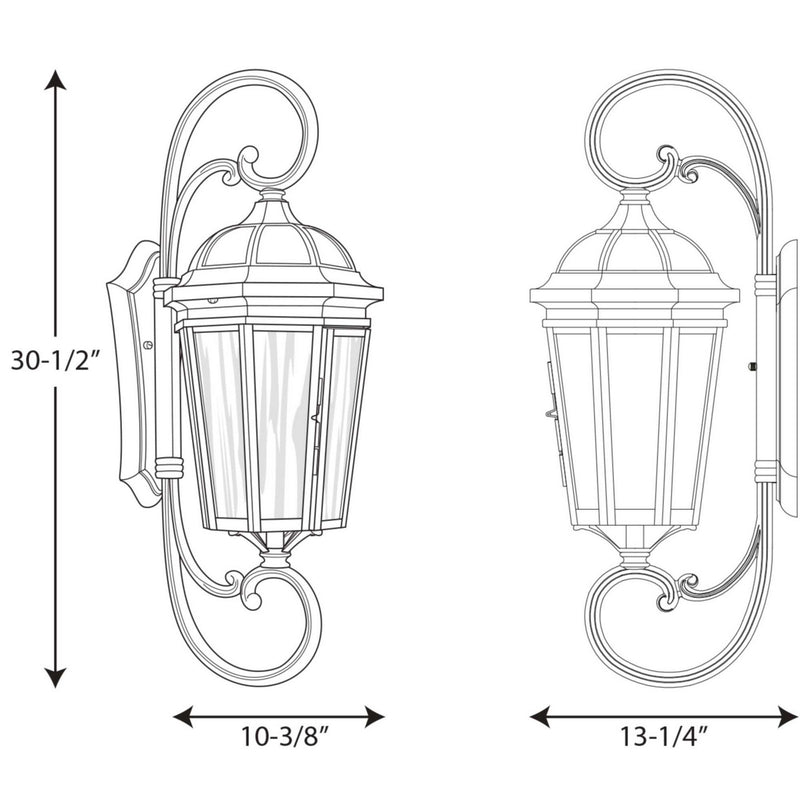 Progress Lighting P560017-020 Three Light Large Wall Lantern, Antique Bronze