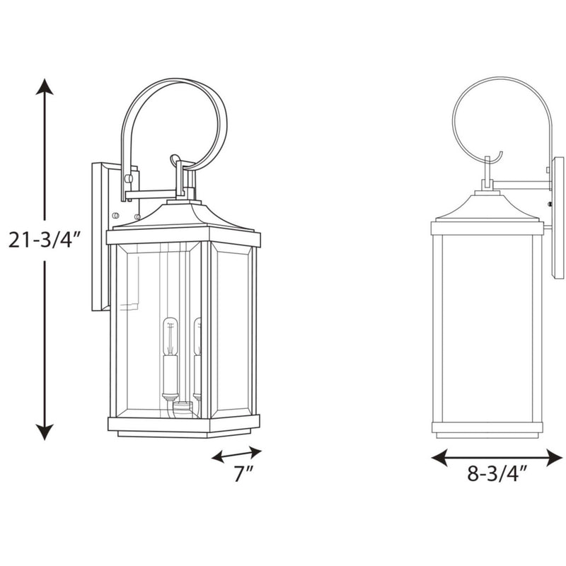 Progress Lighting P560022-020 Two Light Wall Lantern, Antique Bronze