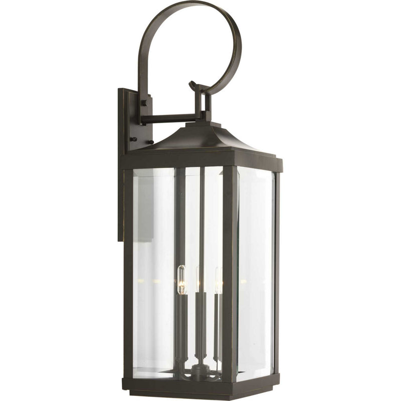 Progress Lighting P560023-020 Three Light Large Wall Lantern, Antique Bronze