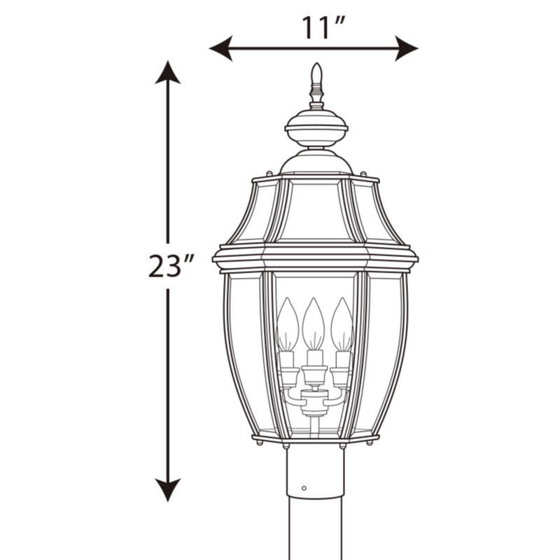 Progress Lighting P6433-31 Three Light Post Lantern, Black