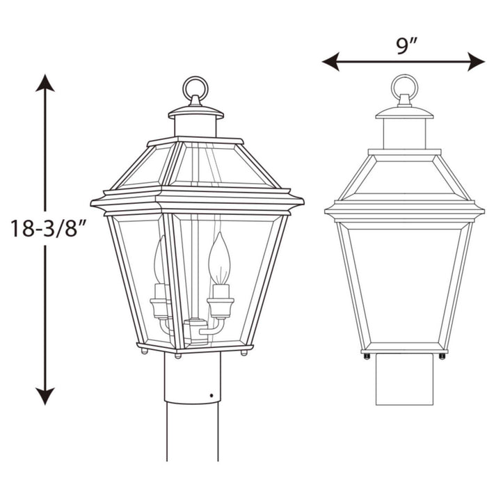 Progress Lighting P6437-20 Two Light Post Lantern, Antique Bronze