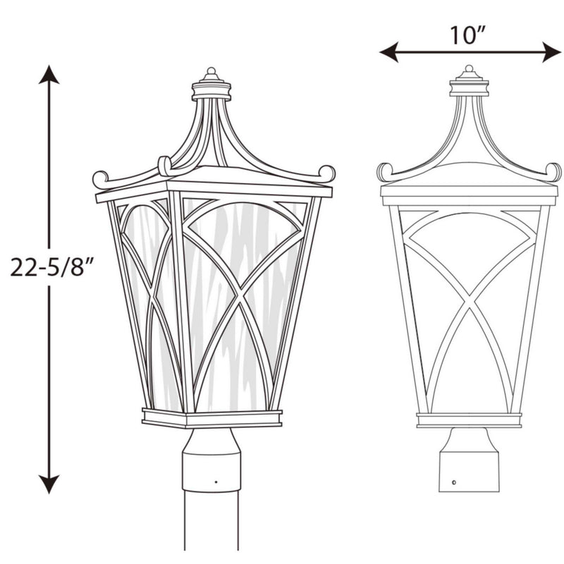 Progress Lighting P6442-108 Three Light Post Lantern, Oil Rubbed Bronze