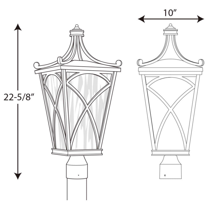 Progress Lighting P6442-108 Three Light Post Lantern, Oil Rubbed Bronze