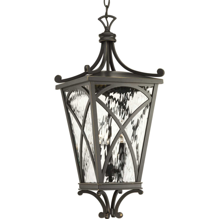 Progress Lighting P6542-108 Three Light Hanging Lantern, Oil Rubbed Bronze