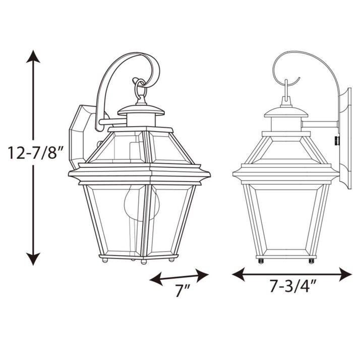 Progress Lighting P6615-20 One Light Wall Lantern, Antique Bronze