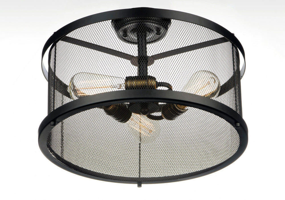Maxim 20110BKNAB Three Light Semi-Flush Mount, Black / Natural Aged Brass