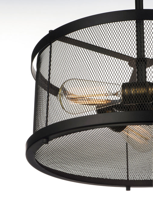 Maxim 20110BKNAB Three Light Semi-Flush Mount, Black / Natural Aged Brass