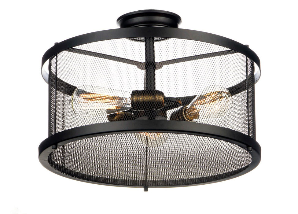 Maxim 20110BKNAB Three Light Semi-Flush Mount, Black / Natural Aged Brass