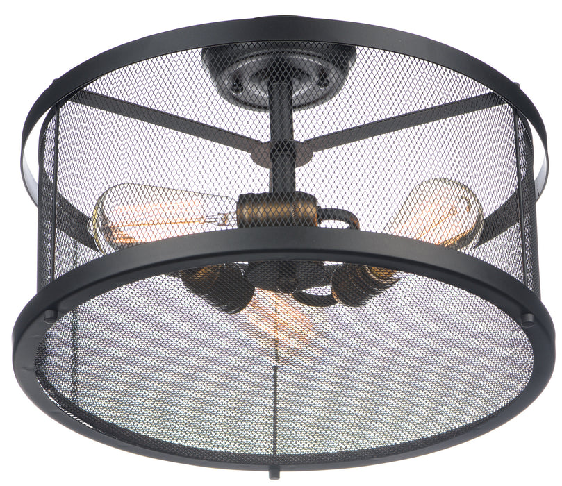 Maxim 20110BKNAB Three Light Semi-Flush Mount, Black / Natural Aged Brass