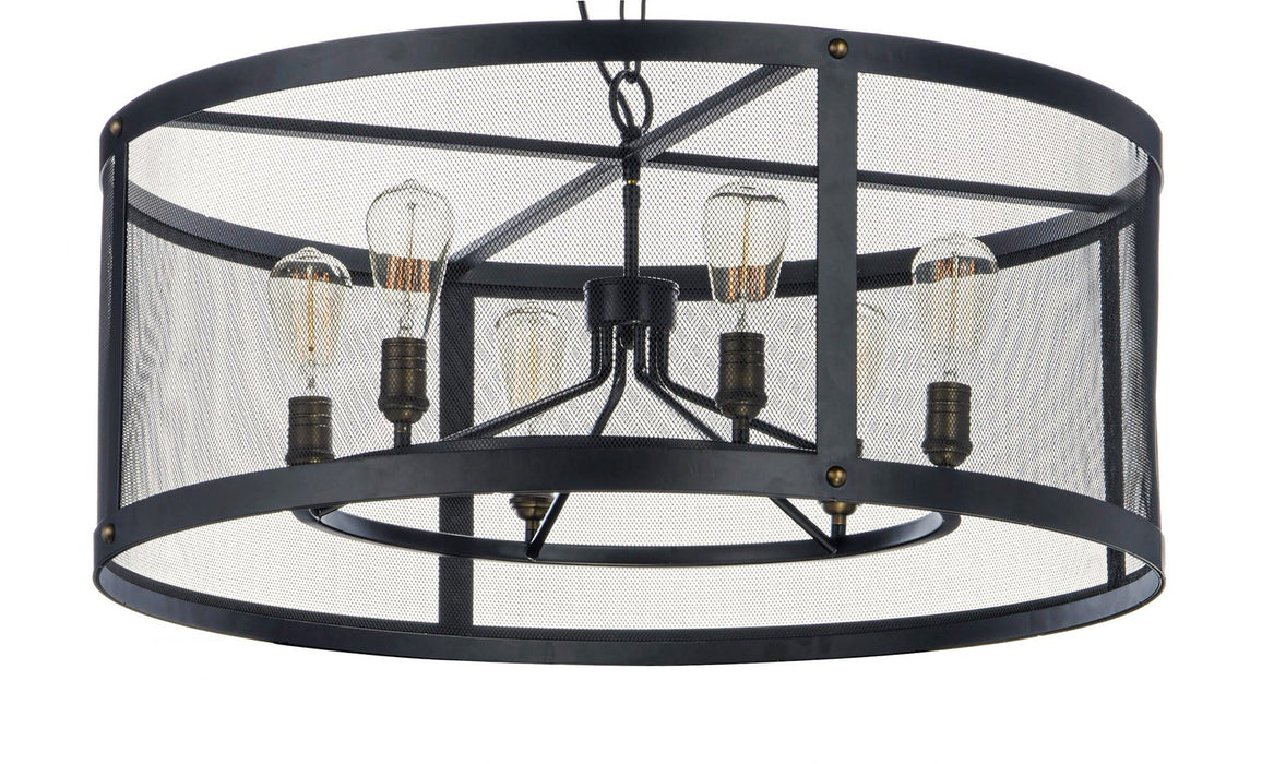 Maxim 20114BKNAB Six Light Chandelier, Black / Natural Aged Brass