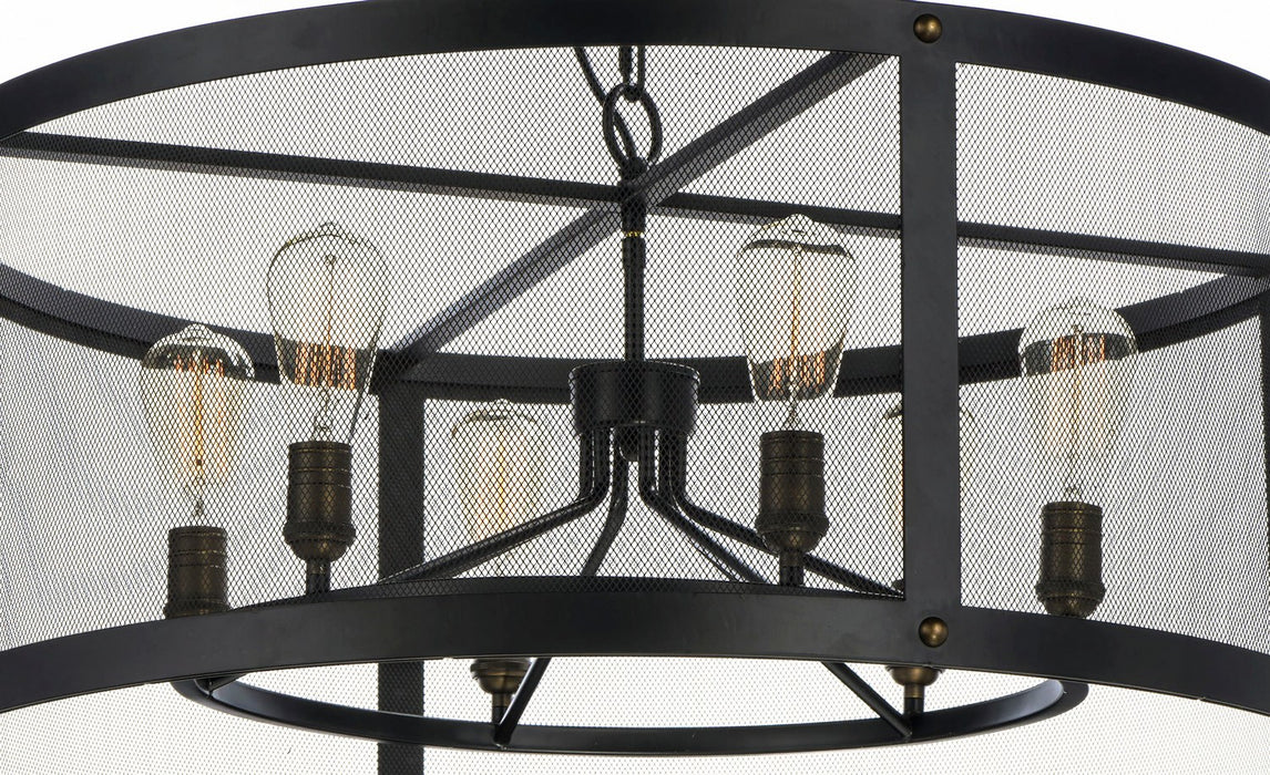Maxim 20114BKNAB Six Light Chandelier, Black / Natural Aged Brass