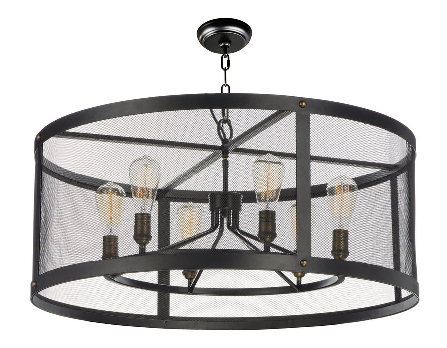 Maxim 20114BKNAB Six Light Chandelier, Black / Natural Aged Brass