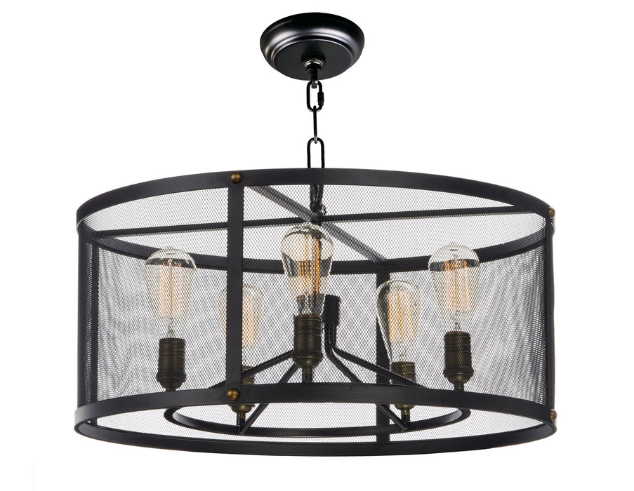 Maxim 20115BKNAB Five Light Chandelier, Black / Natural Aged Brass