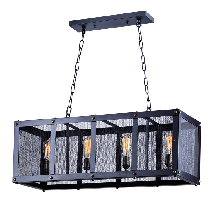 Maxim 20116BKNAB/BUI Four Light Linear Pendant, Black / Natural Aged Brass