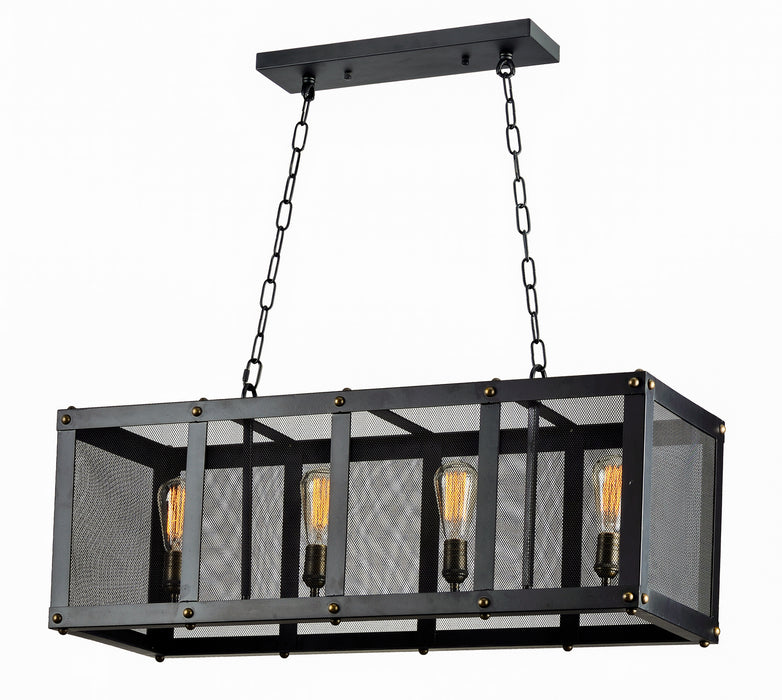 Maxim 20116BKNAB/BUI Four Light Linear Pendant, Black / Natural Aged Brass