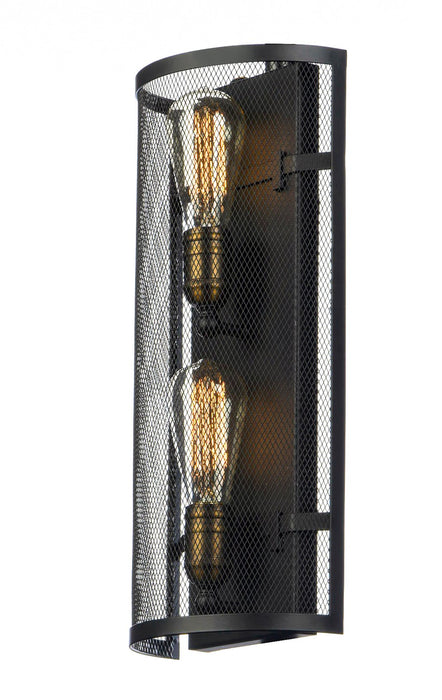 Maxim 20119BKNAB Two Light Wall Sconce, Black / Natural Aged Brass
