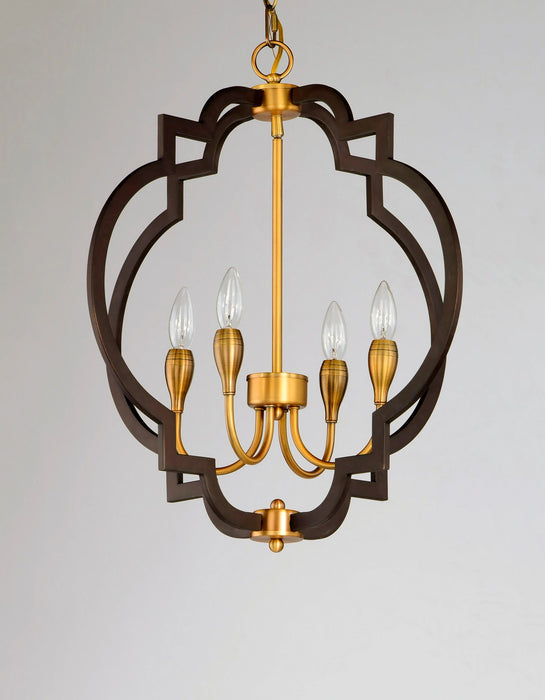 Maxim 20293OIAB Four Light Chandelier, Oil Rubbed Bronze / Antique Brass