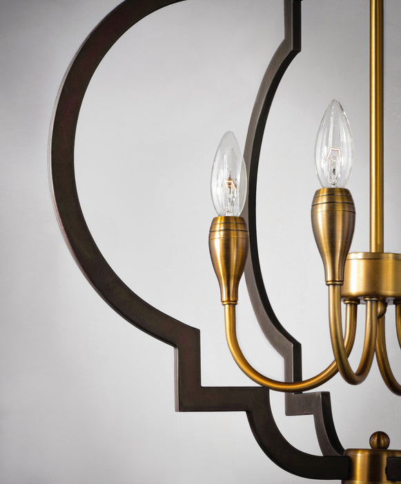 Maxim 20293OIAB Four Light Chandelier, Oil Rubbed Bronze / Antique Brass