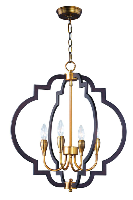 Maxim 20293OIAB Four Light Chandelier, Oil Rubbed Bronze / Antique Brass