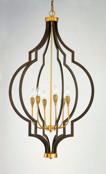 Maxim 20296OIAB Six Light Chandelier, Oil Rubbed Bronze / Antique Brass