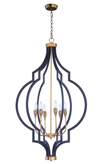 Maxim 20296OIAB Six Light Chandelier, Oil Rubbed Bronze / Antique Brass