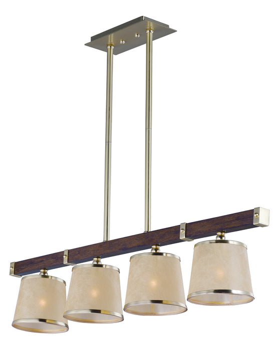 Maxim 20524AFAPSBR Four Light Linear Pendant, Antique Pecan / Satin Brass