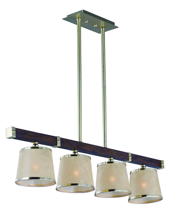 Maxim 20524AFAPSBR Four Light Linear Pendant, Antique Pecan / Satin Brass