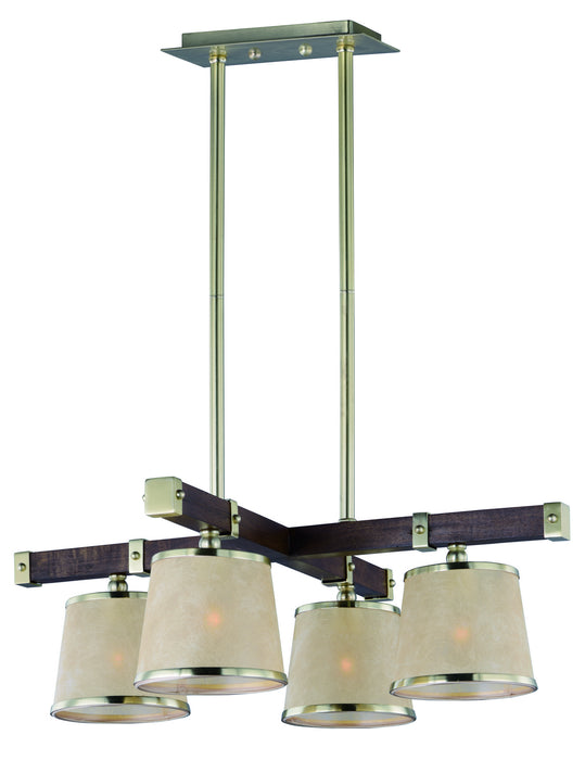Maxim 20525AFAPSBR Four Light Pendant, Antique Pecan / Satin Brass