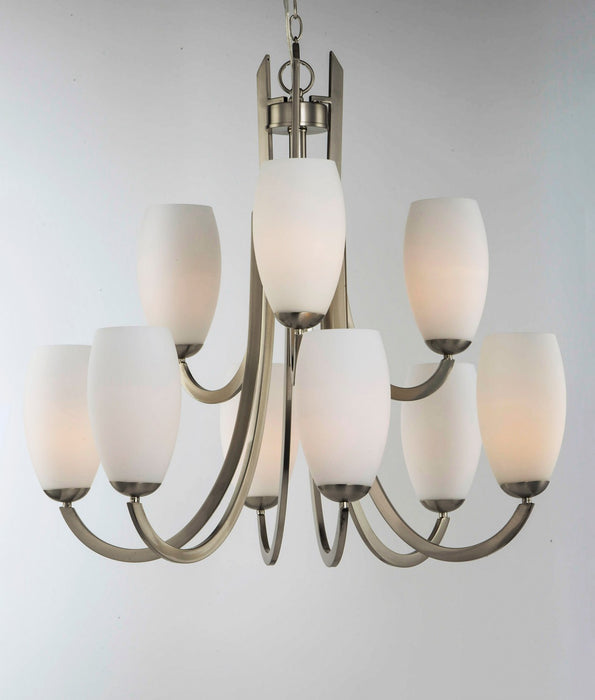 Maxim 21657SWSN Nine Light Chandelier, Satin Nickel