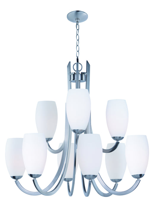 Maxim 21657SWSN Nine Light Chandelier, Satin Nickel
