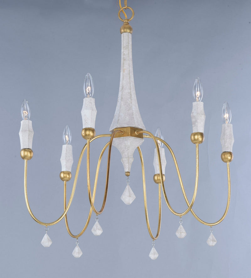 Maxim 22436CSTGL Six Light Chandelier, Claystone / Gold Leaf