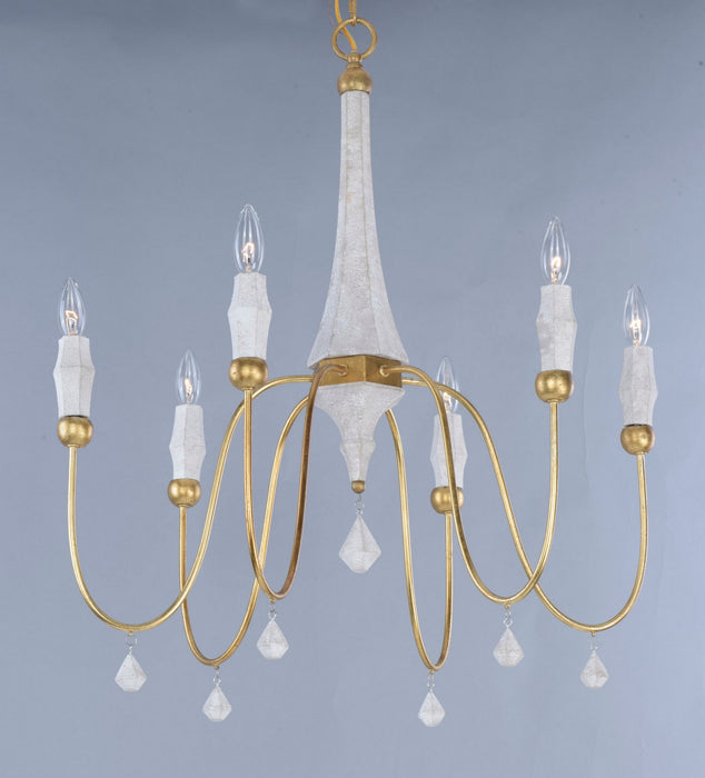 Maxim 22436CSTGL Six Light Chandelier, Claystone / Gold Leaf