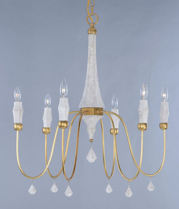 Maxim 22436CSTGL Six Light Chandelier, Claystone / Gold Leaf