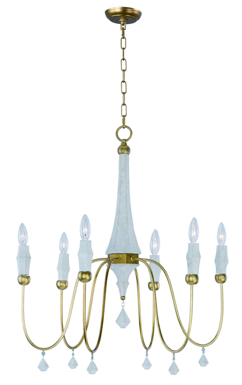 Maxim 22436CSTGL Six Light Chandelier, Claystone / Gold Leaf