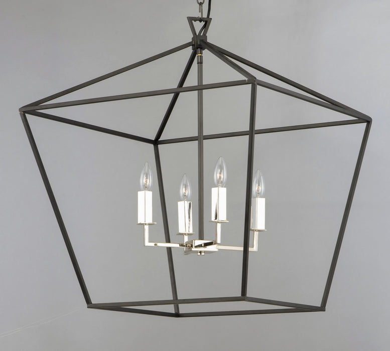 Maxim 25155TXBPN Four Light Chandelier, Textured Black / Polished Nickel