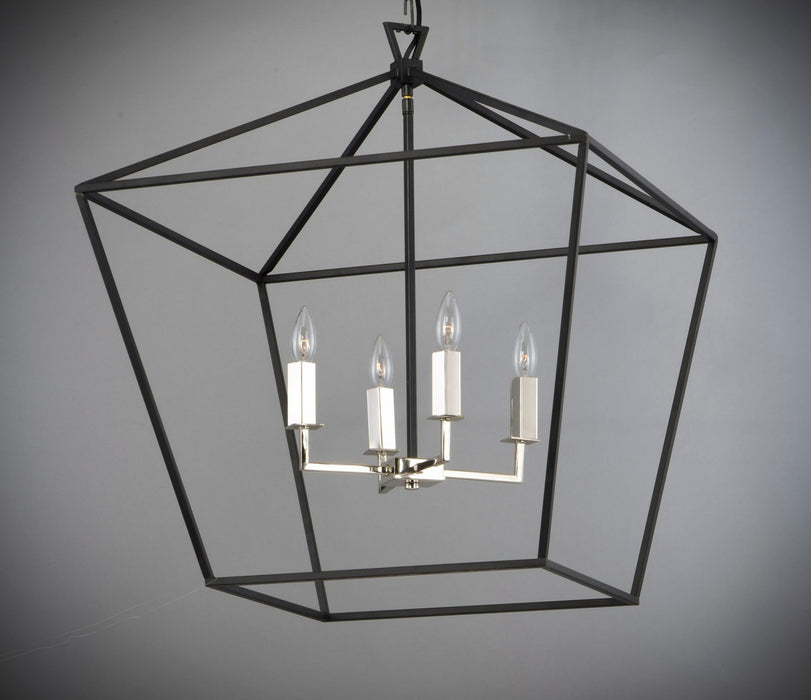 Maxim 25155TXBPN Four Light Chandelier, Textured Black / Polished Nickel
