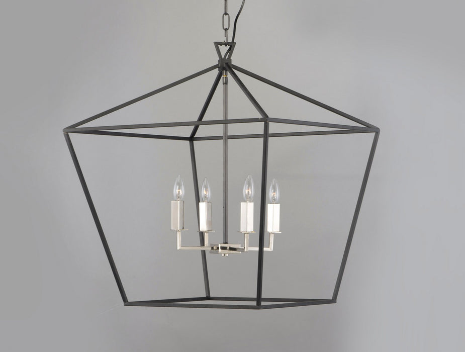 Maxim 25155TXBPN Four Light Chandelier, Textured Black / Polished Nickel