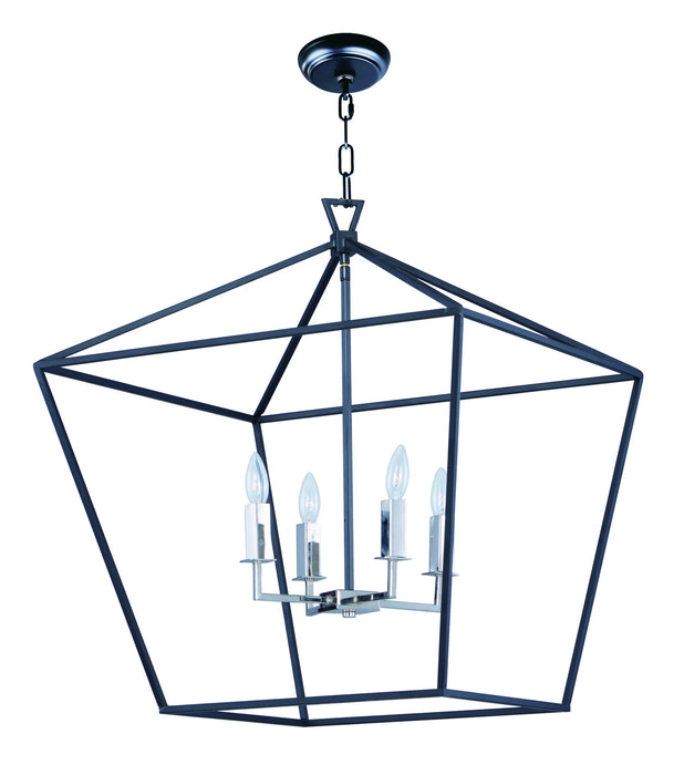 Maxim 25155TXBPN Four Light Chandelier, Textured Black / Polished Nickel