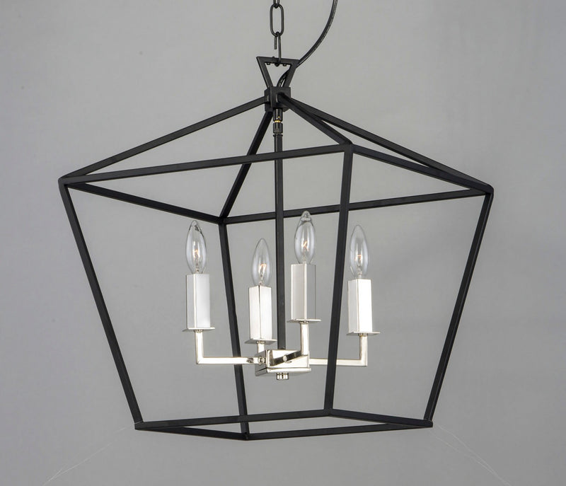 Maxim 25156TXBPN Four Light Chandelier, Textured Black / Polished Nickel