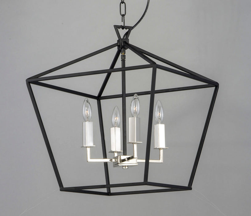 Maxim 25156TXBPN Four Light Chandelier, Textured Black / Polished Nickel