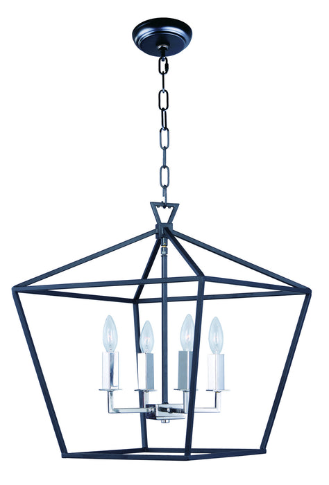 Maxim 25156TXBPN Four Light Chandelier, Textured Black / Polished Nickel