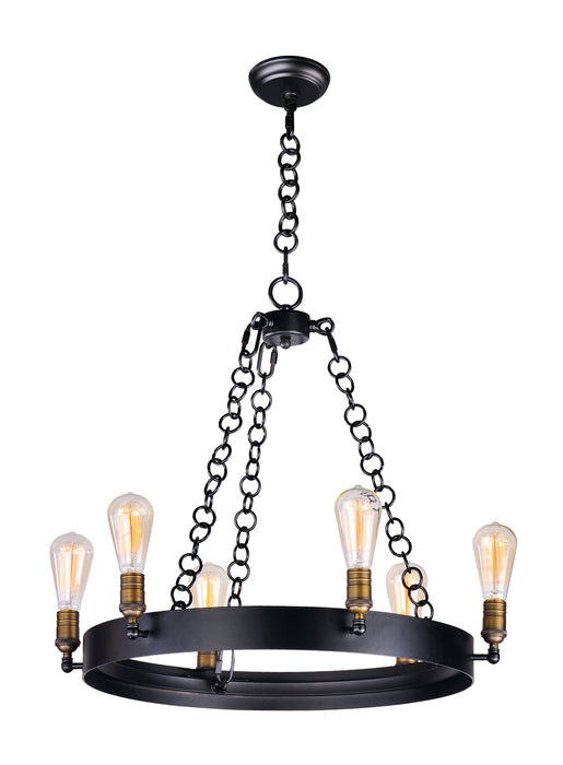 Maxim 26273BKNAB/BUI Six Light Chandelier, Black / Natural Aged Brass