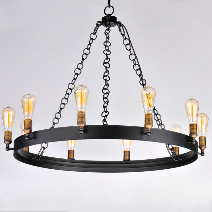 Maxim 26275BKNAB Ten Light Chandelier, Black / Natural Aged Brass