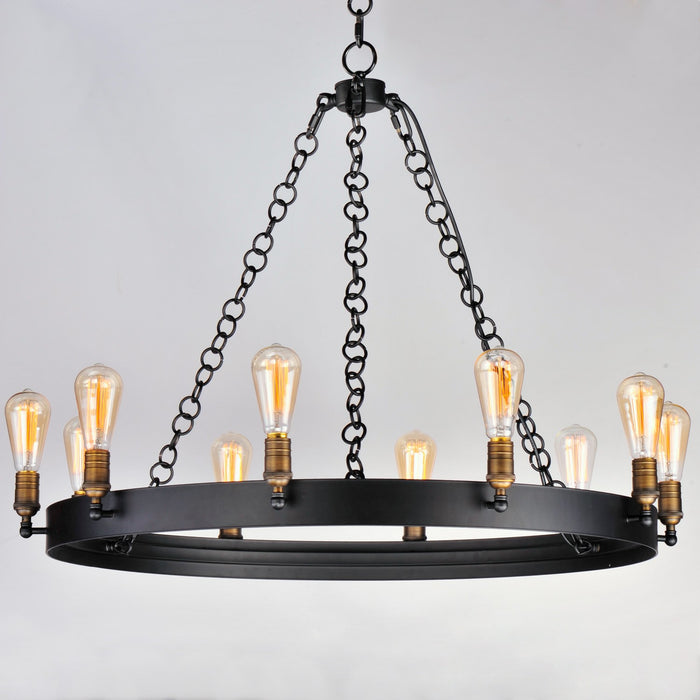 Maxim 26275BKNAB Ten Light Chandelier, Black / Natural Aged Brass