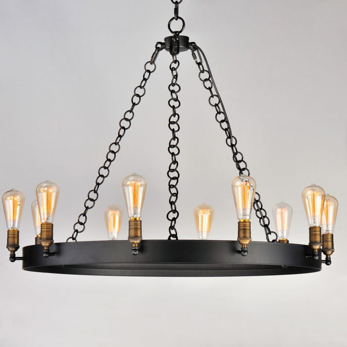 Maxim 26275BKNAB Ten Light Chandelier, Black / Natural Aged Brass