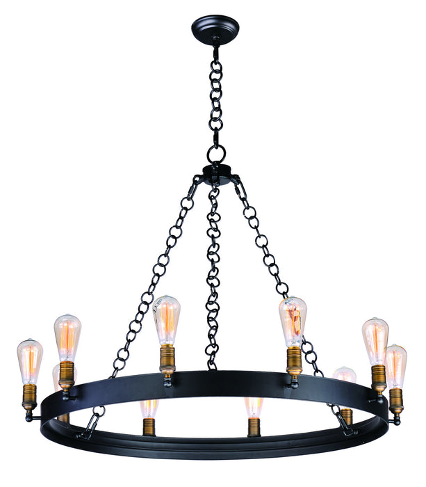 Maxim 26275BKNAB Ten Light Chandelier, Black / Natural Aged Brass