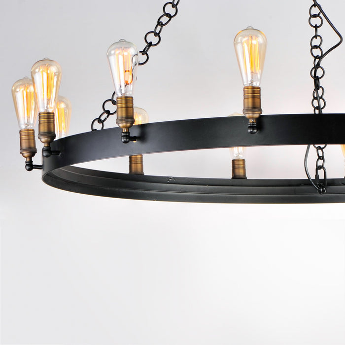 Maxim 26276BKNAB 14 Light Chandelier, Black / Natural Aged Brass